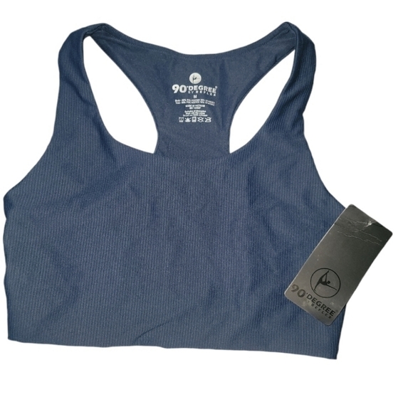 90 Degree By Reflex Blue Racerback Sports Bra - Picture 3 of 9